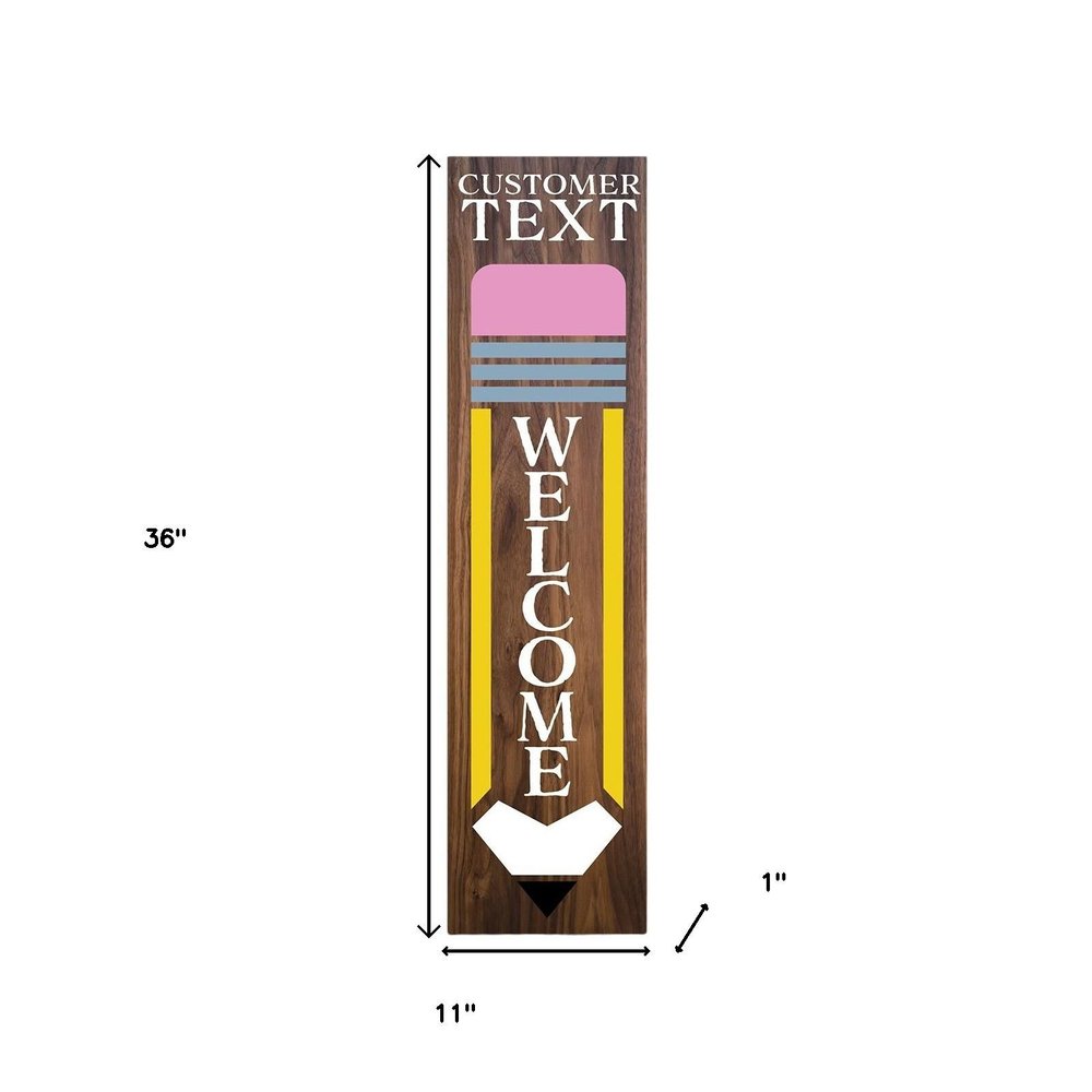 36" Brown Solid Wood Welcome Porch Sign HomeRoots