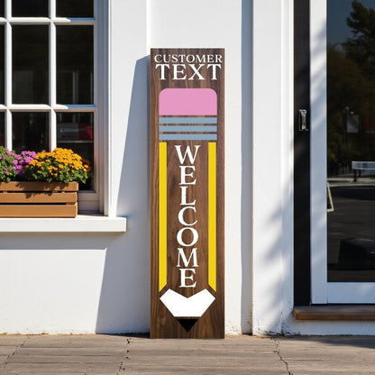 36" Brown Solid Wood Welcome Porch Sign HomeRoots