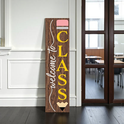 36" Brown Solid Wood Welcome To Class Porch Sign HomeRoots