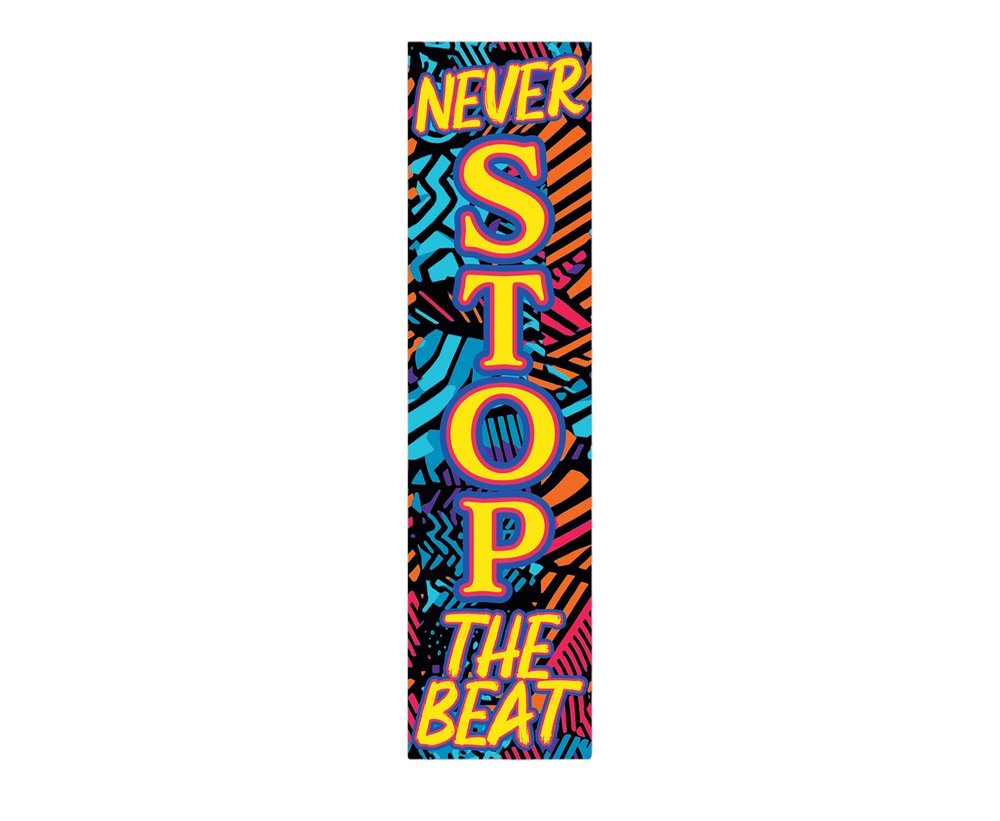 36" Blue Black And Yellow Solid Wood Never Stop The Beat Porch Sign HomeRoots