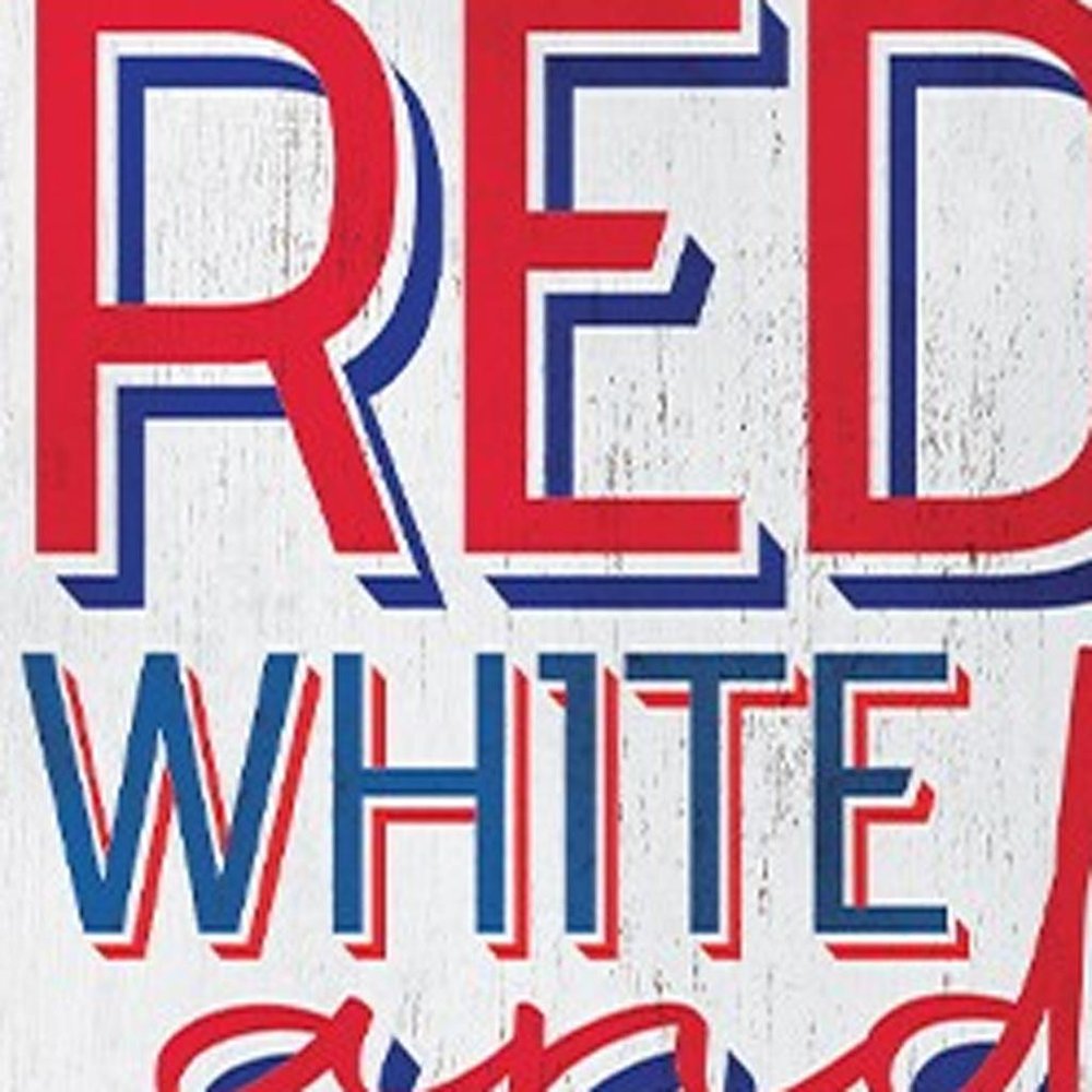 36" Blue Red And White Solid Wood Red White Boom July Fourth Fireworks Porch Sign HomeRoots