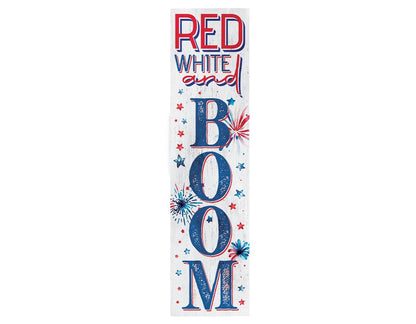 36" Blue Red And White Solid Wood Red White Boom July Fourth Fireworks Porch Sign HomeRoots