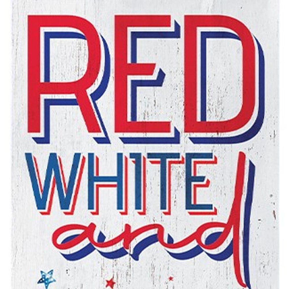 36" Blue Red And White Solid Wood Red White Boom July Fourth Fireworks Porch Sign HomeRoots
