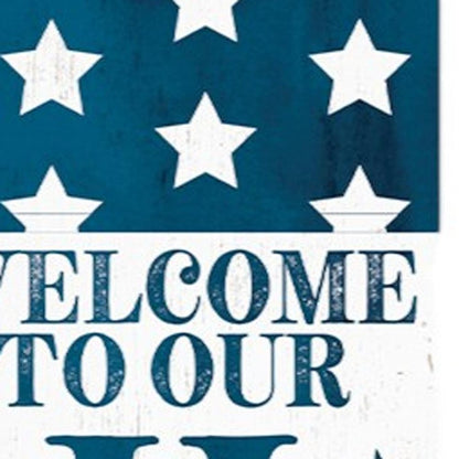 9" Red White And Blue Solid Wood Porch Sign HomeRoots