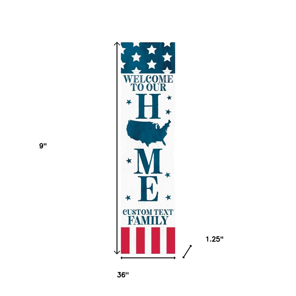 9" Red White And Blue Solid Wood Porch Sign HomeRoots