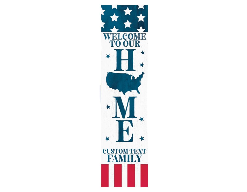 9" Red White And Blue Solid Wood Porch Sign HomeRoots