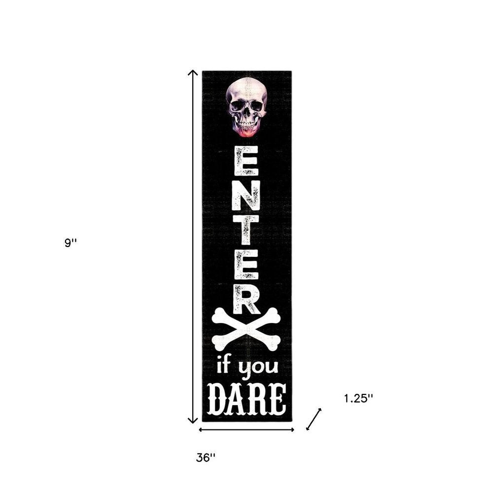 9" Black And White Solid Wood Porch Sign HomeRoots