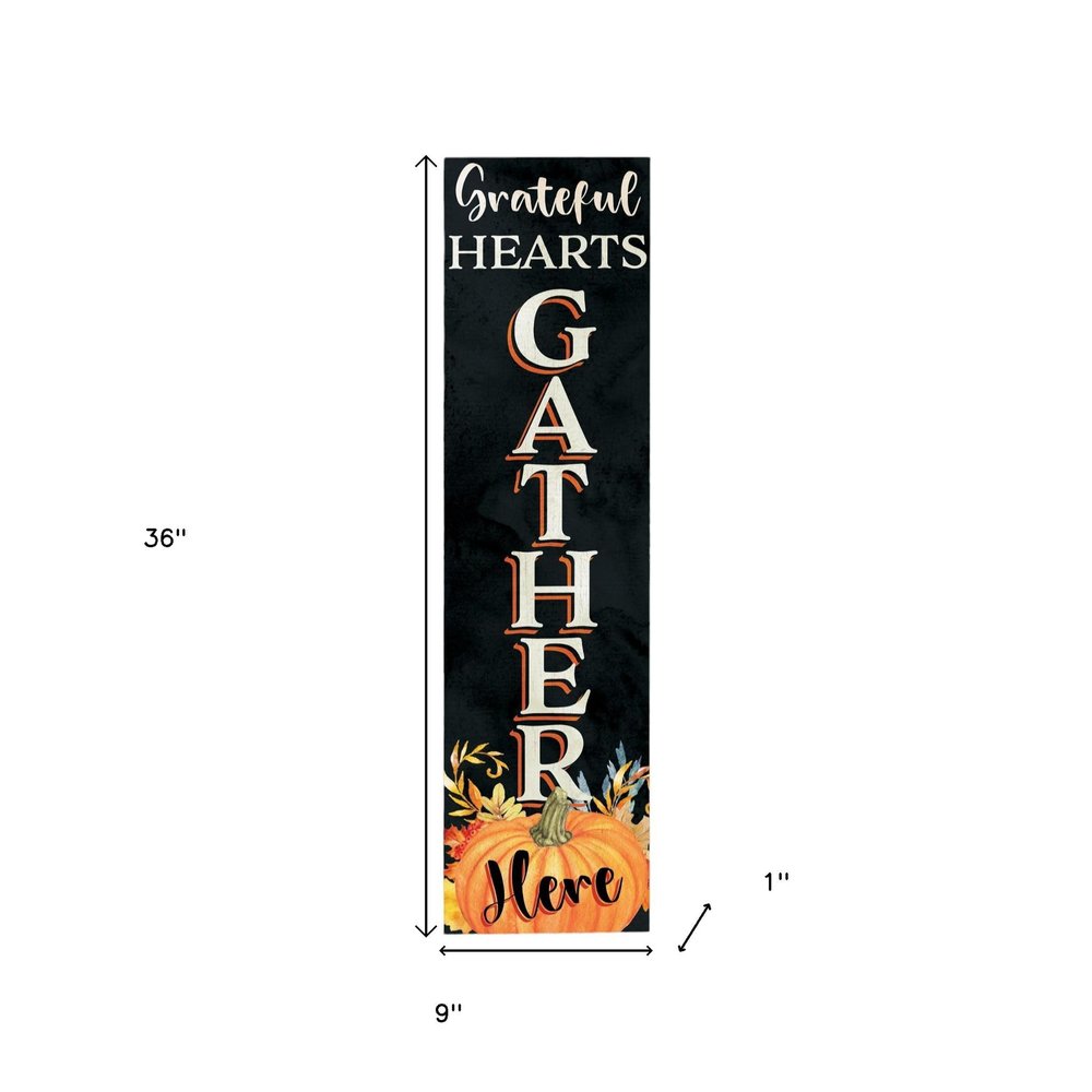 36" Black And Orange Solid Wood Porch Sign HomeRoots