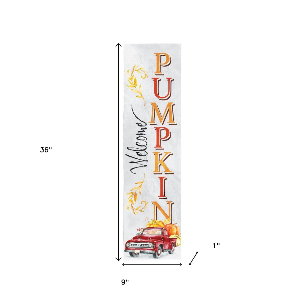 36" White And Orange Solid Wood Porch Sign HomeRoots