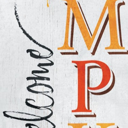 36" White And Orange Solid Wood Porch Sign HomeRoots