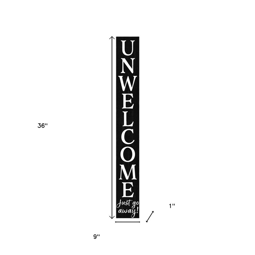 36" Black And White Solid Wood Porch Sign HomeRoots