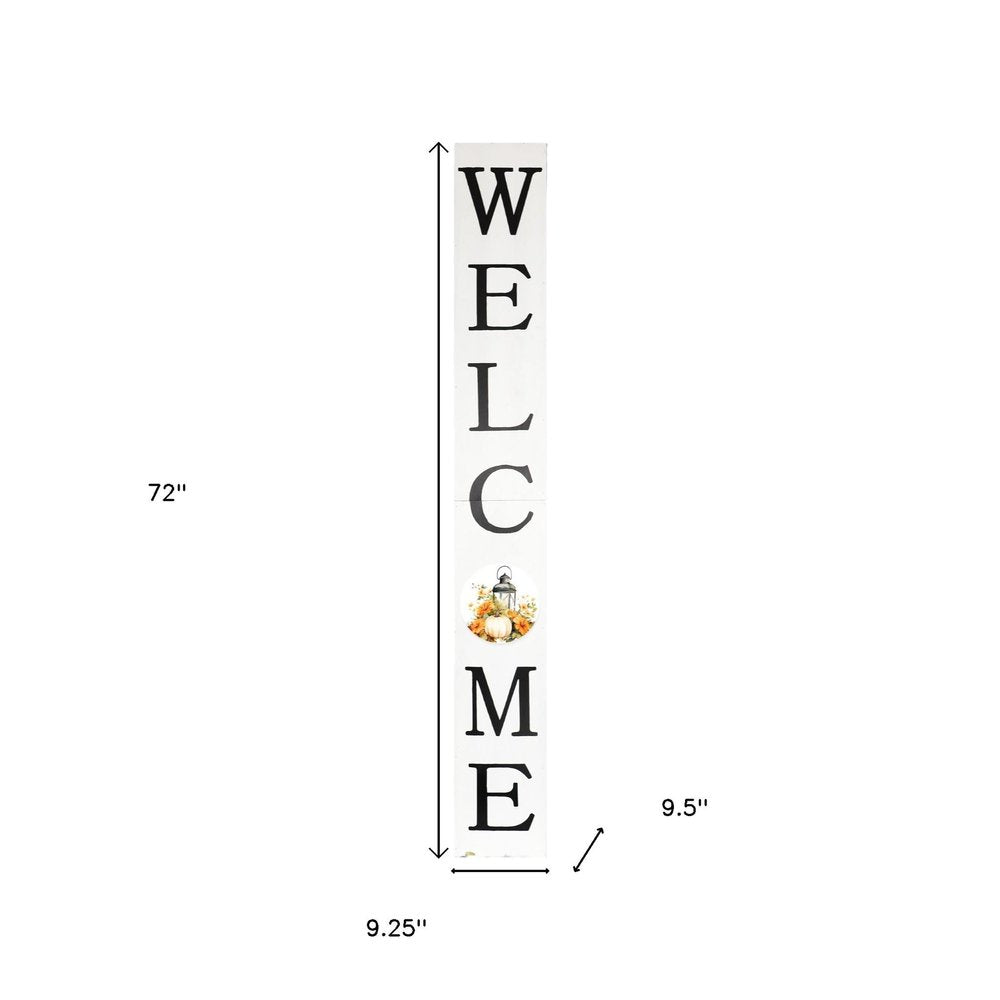 72" White And Black Solid Wood Porch Sign HomeRoots