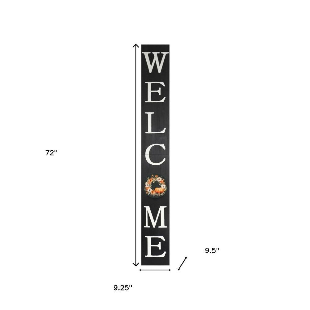 72" Black And White Solid Wood Porch Sign HomeRoots