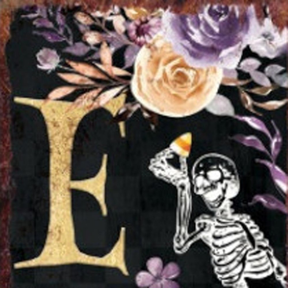 36" Black Gold And Purple Solid Wood Eek Halloween Skeleton Porch Sign HomeRoots