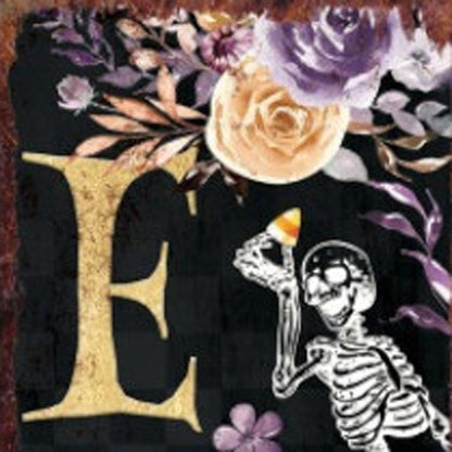 36" Black Gold And Purple Solid Wood Eek Halloween Skeleton Porch Sign HomeRoots