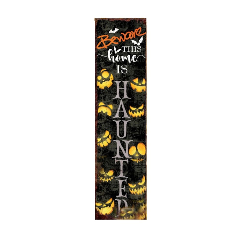 36" Black And Orange Halloween Jack-O-Lantern Solid Wood Porch Sign HomeRoots