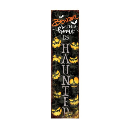 36" Black And Orange Halloween Jack-O-Lantern Solid Wood Porch Sign HomeRoots