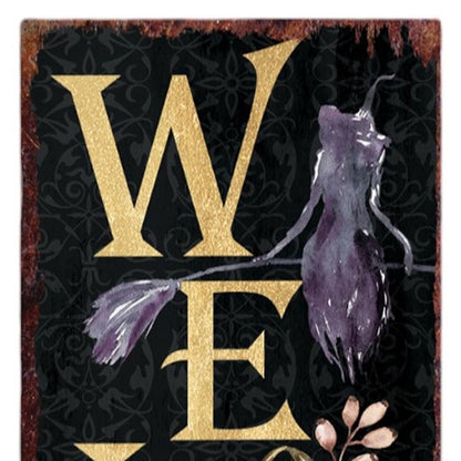 36" Black Gold And Purple Halloween Ghost Solid Wood Porch Sign HomeRoots