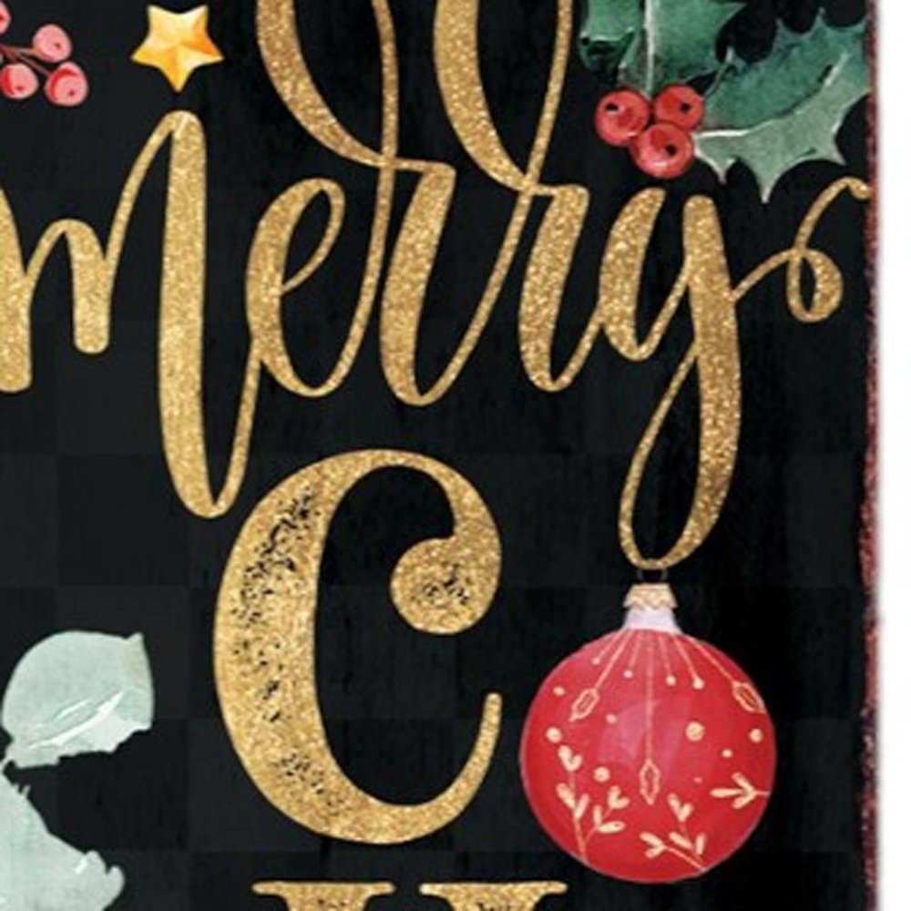 36" Black Gold Red And Green Christmas Tree Solid Wood Porch Sign HomeRoots