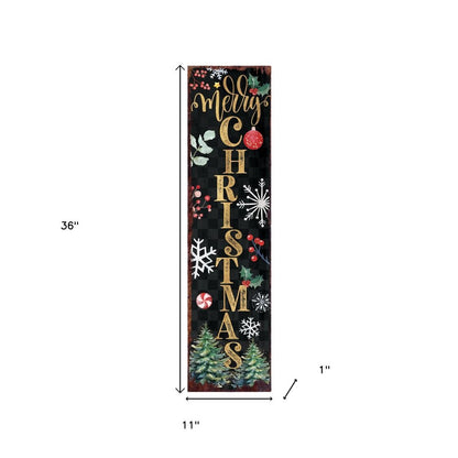 36" Black Gold Red And Green Christmas Tree Solid Wood Porch Sign HomeRoots
