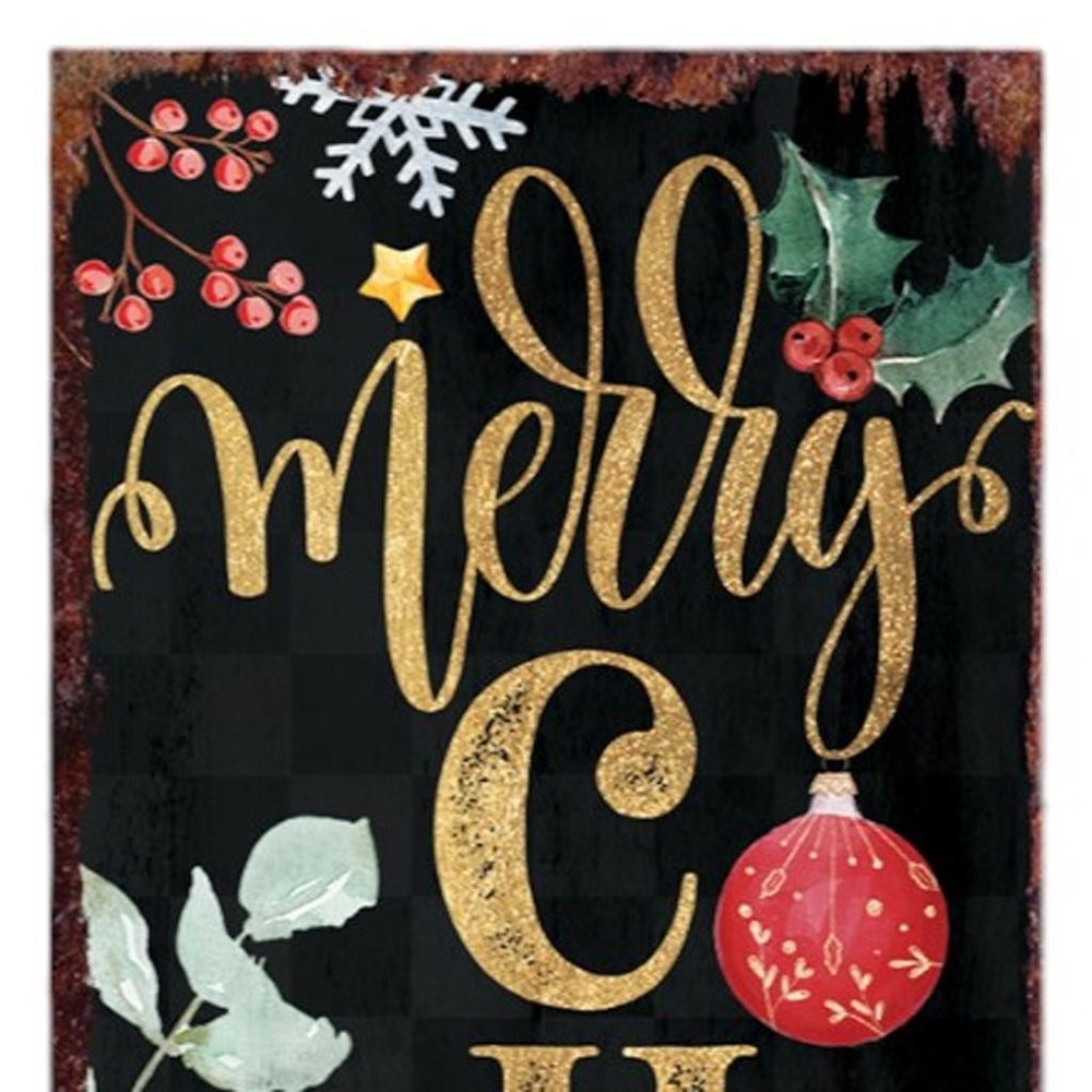 36" Black Gold Red And Green Christmas Tree Solid Wood Porch Sign HomeRoots