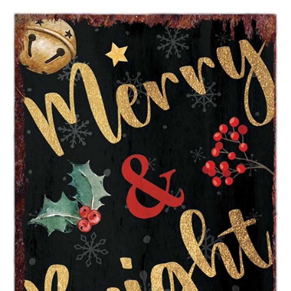 36" Black Gold Red And Green Christmas Tree Solid Wood Porch Sign HomeRoots