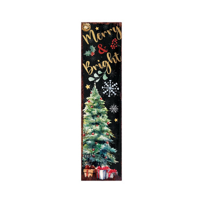 36" Black Gold Red And Green Christmas Tree Solid Wood Porch Sign HomeRoots