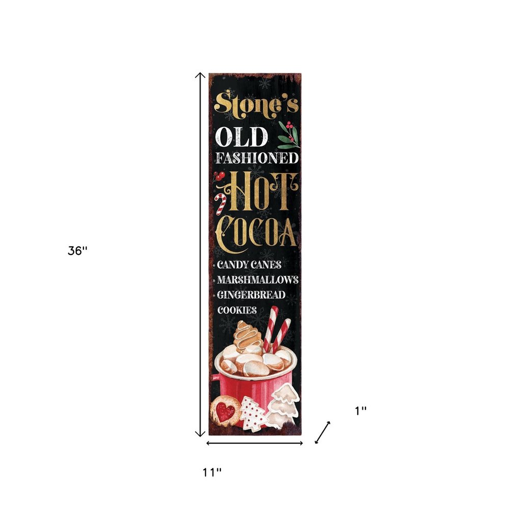 36" Black Gold Red And Green Christmas Tree Solid Wood Porch Sign HomeRoots