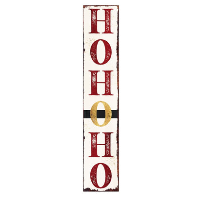 48" White Gold And Red Christmas Santa Solid Wood Porch Sign HomeRoots