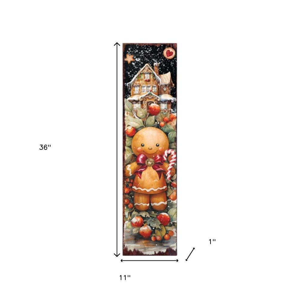 36" Black Gold Red And Green Christmas Tree Solid Wood Porch Sign HomeRoots