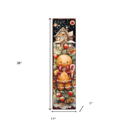 36" Black Gold Red And Green Christmas Tree Solid Wood Porch Sign HomeRoots