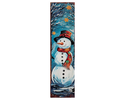36" Blue White And Red Christmas Snowman Solid Wood Porch Sign HomeRoots