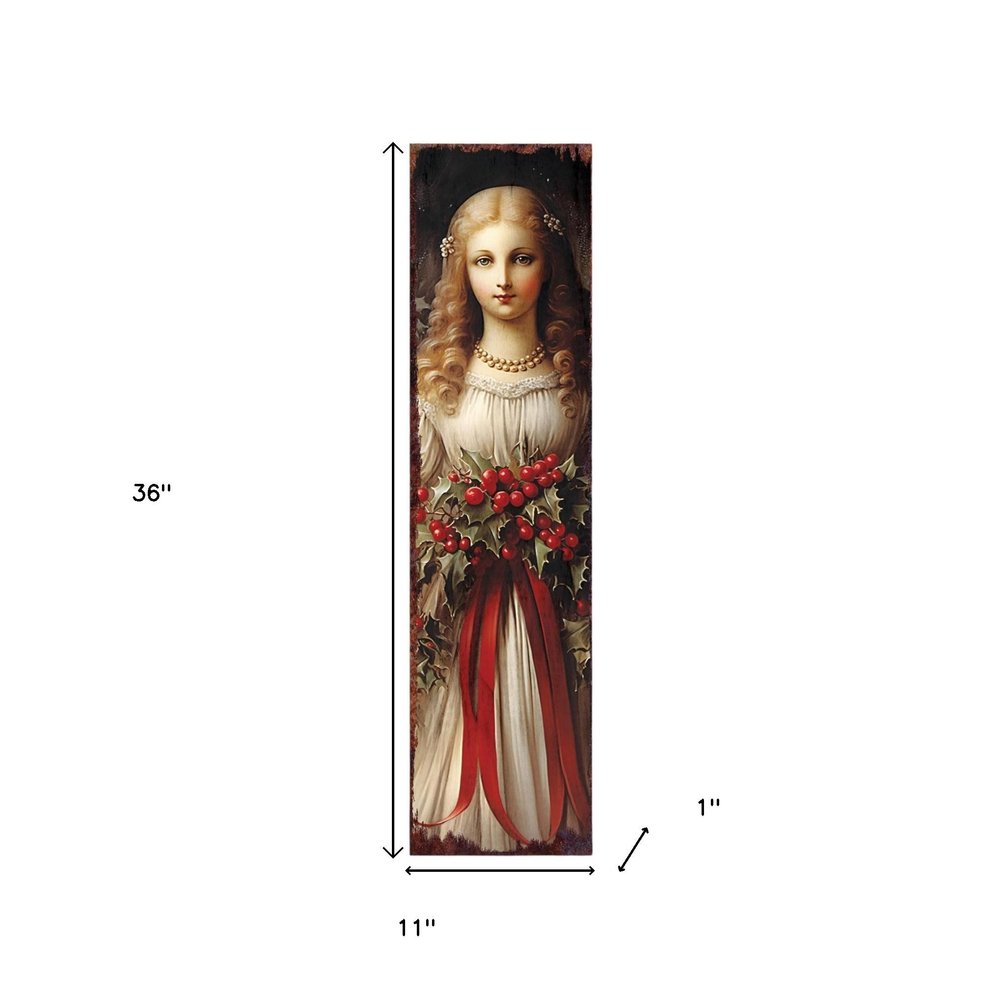 36" Black Green And Red Solid Wood Christmas Wreath Porch Sign HomeRoots