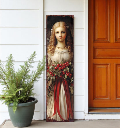 36" Black Green And Red Solid Wood Christmas Wreath Porch Sign HomeRoots