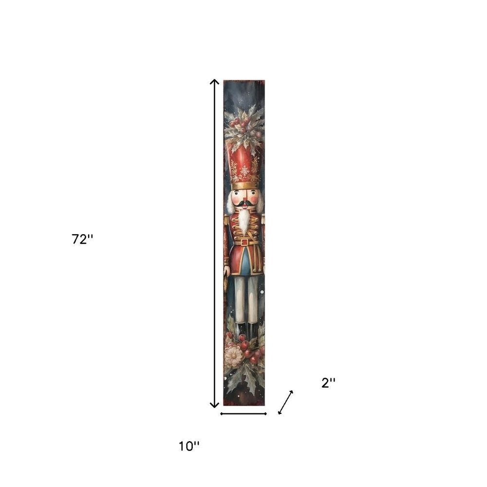 72" Black And Red Solid Wood Christmas Nutcracker Porch Sign HomeRoots
