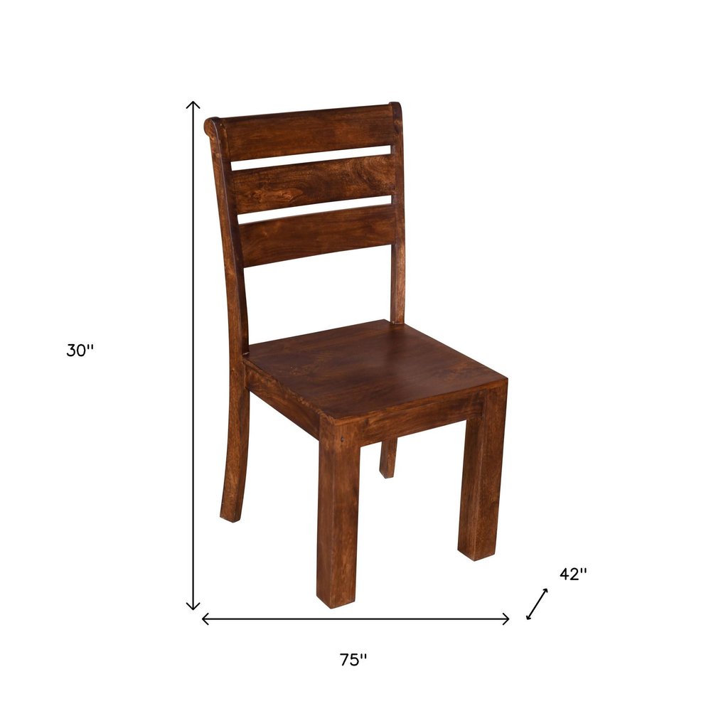Seven Piece Brown Solid Wood Dining Set with Six Chairs HomeRoots