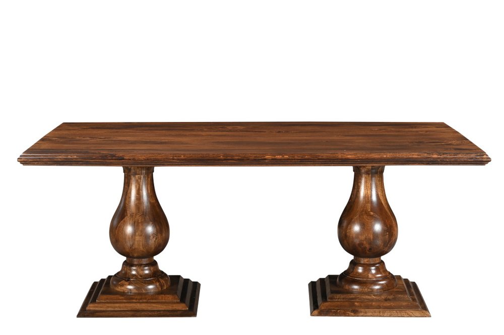 Seven Piece Brown Solid Wood Dining Set with Six Chairs HomeRoots