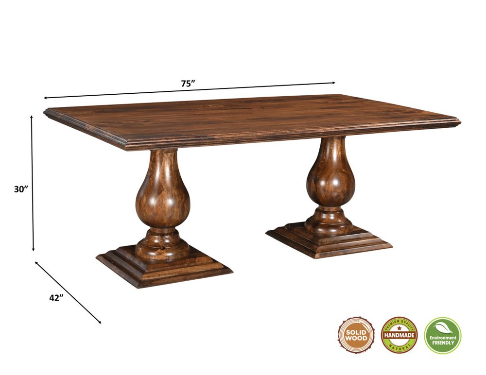 Seven Piece Brown Solid Wood Dining Set with Six Chairs HomeRoots