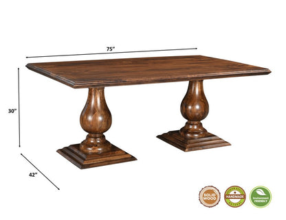 Seven Piece Brown Solid Wood Dining Set with Six Chairs HomeRoots