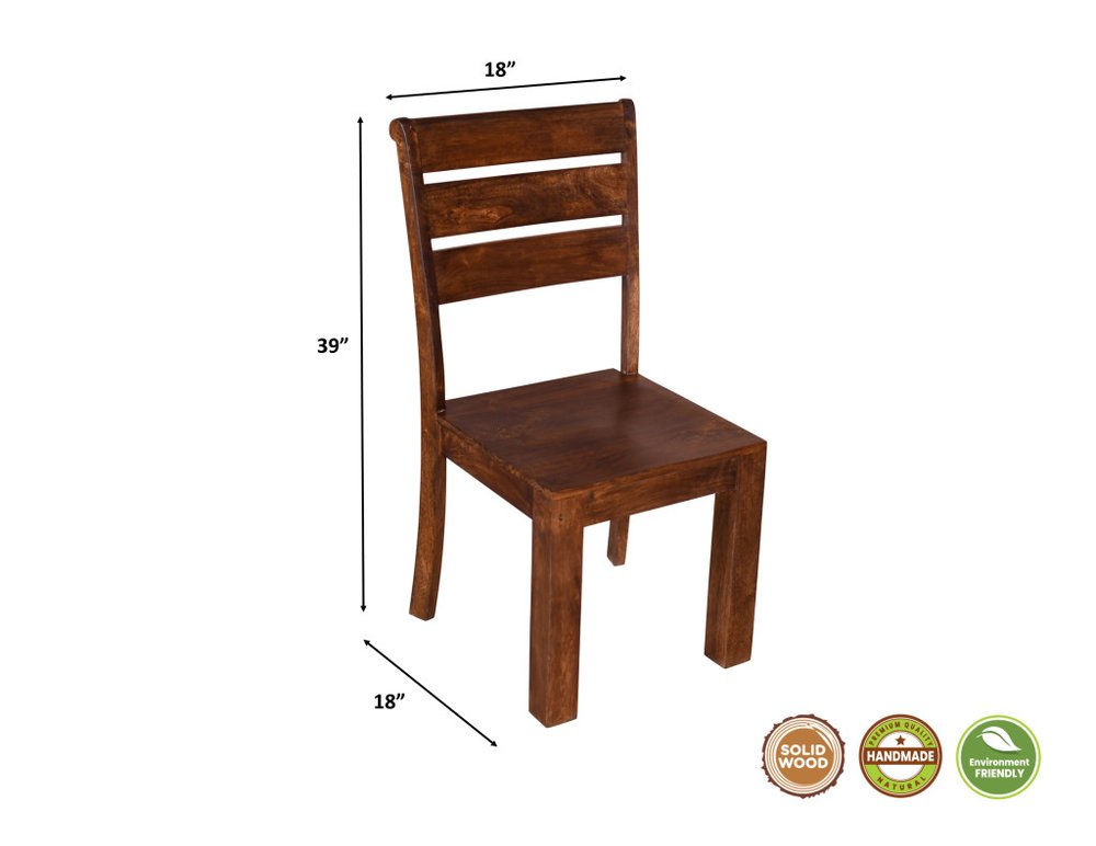 Seven Piece Brown Solid Wood Dining Set with Six Chairs HomeRoots