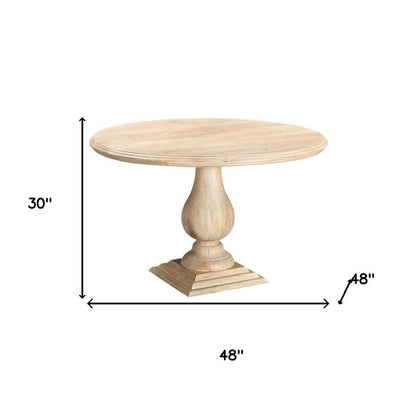 Five Piece Beige Round Solid Wood Dining Set with Four Chairs HomeRoots