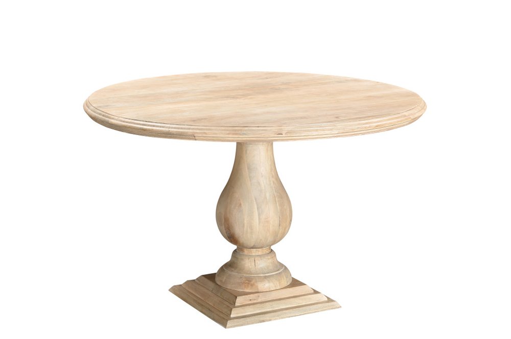 Five Piece Beige Round Solid Wood Dining Set with Four Chairs HomeRoots