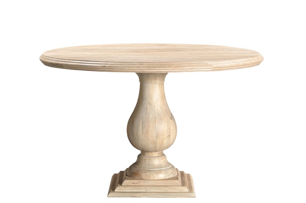 Five Piece Beige Round Solid Wood Dining Set with Four Chairs HomeRoots
