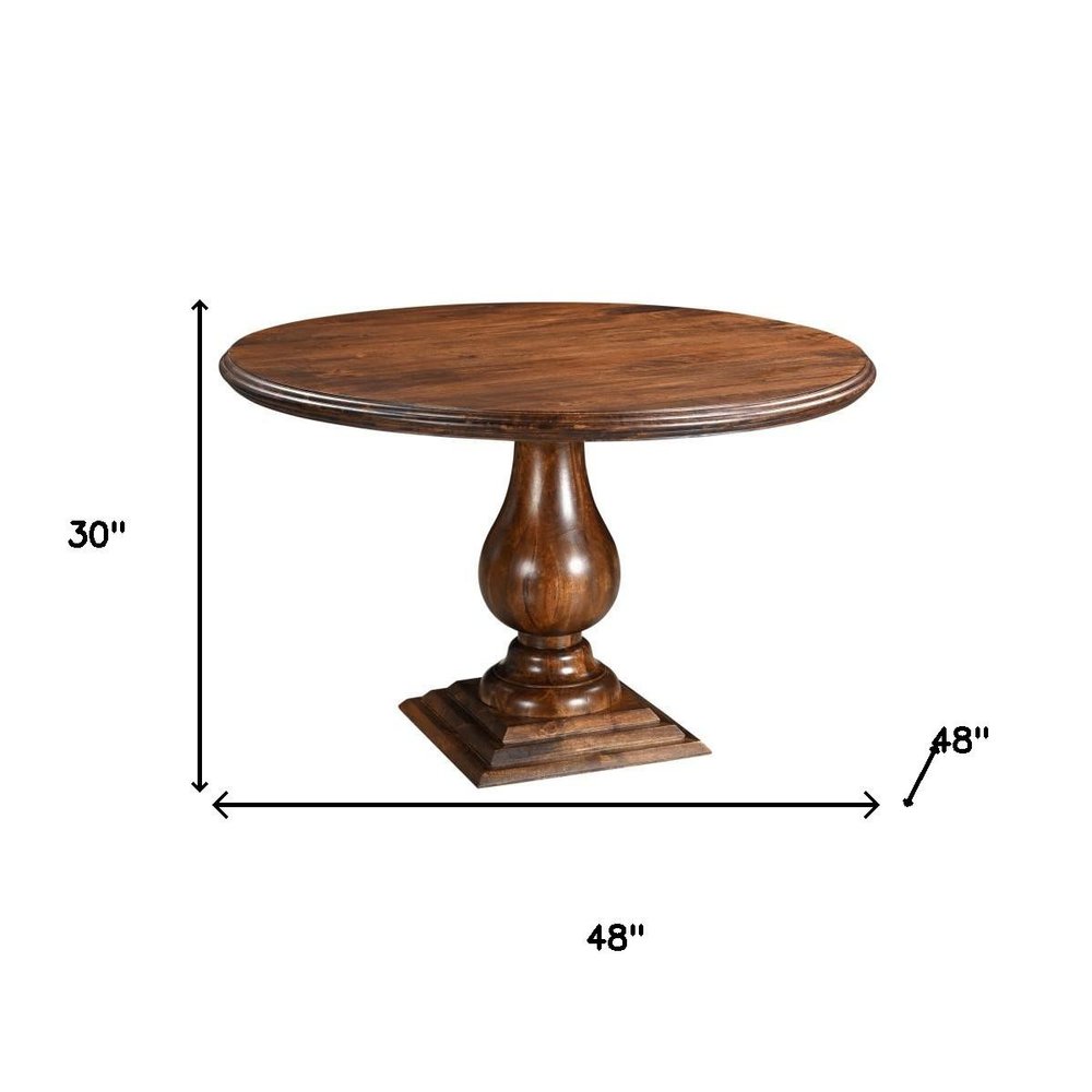 Five Piece Brown Round Solid Wood Dining Set with Four Chairs HomeRoots