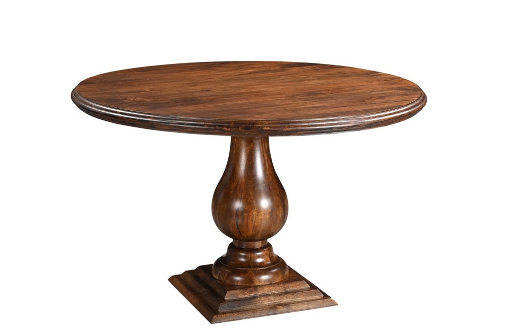 Five Piece Brown Round Solid Wood Dining Set with Four Chairs HomeRoots