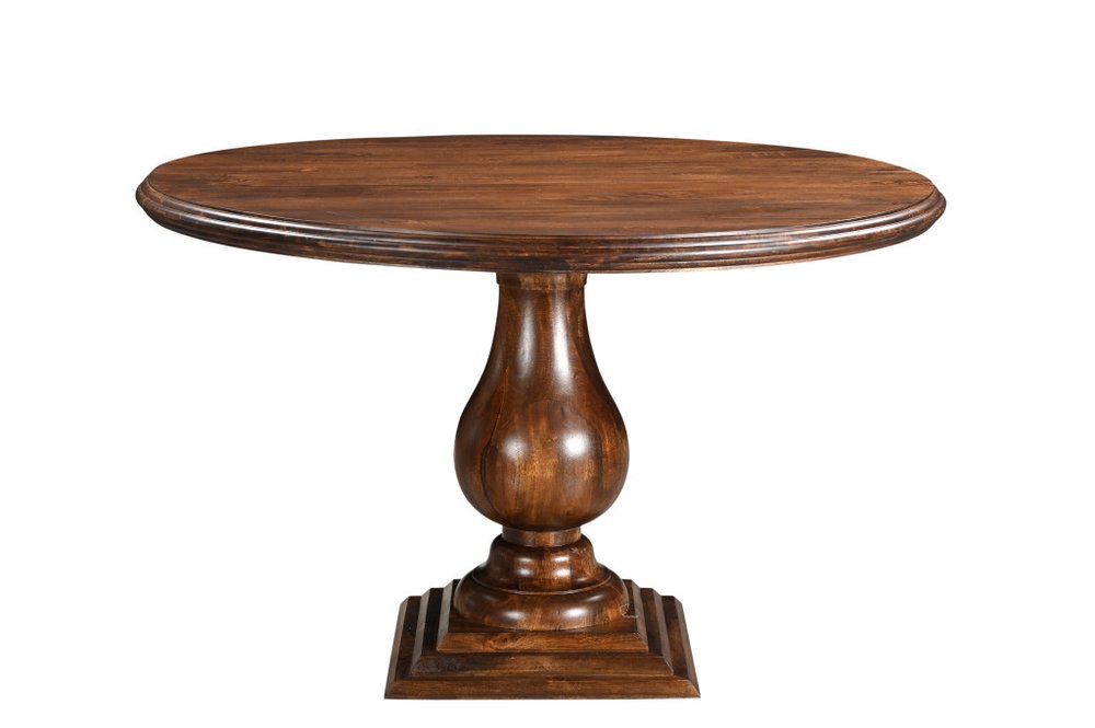 Five Piece Brown Round Solid Wood Dining Set with Four Chairs HomeRoots