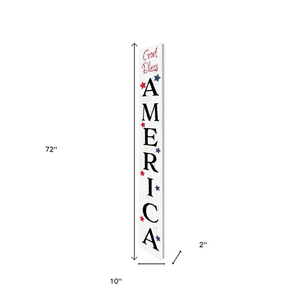 72" Red White And Blue Solid Wood Porch Sign HomeRoots