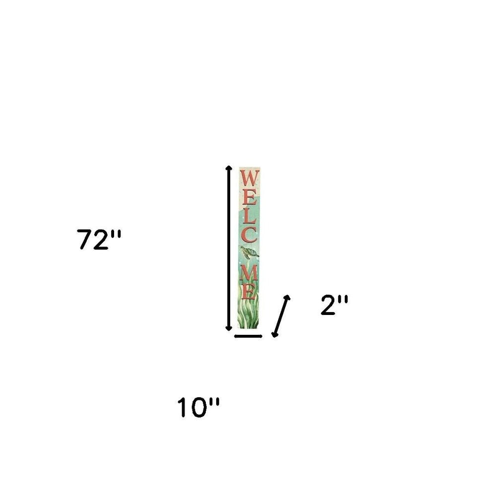 72" Green And Orange Solid Wood Porch Sign HomeRoots