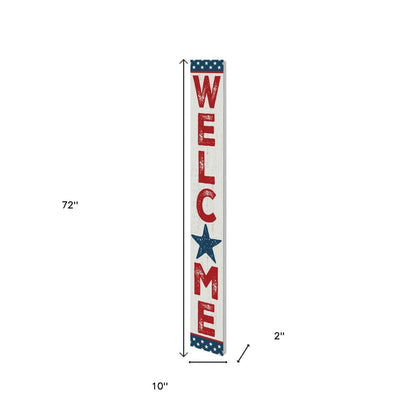 72" Red White And Blue Solid Wood Porch Sign HomeRoots