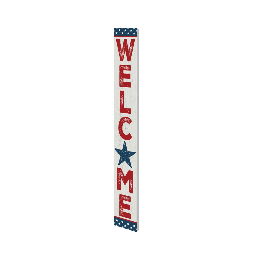 72" Red White And Blue Solid Wood Porch Sign HomeRoots